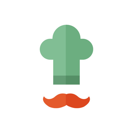 Flat chef icon. Vector illustration isolated on a white background. Simple color pictogram of chef.のイラスト素材