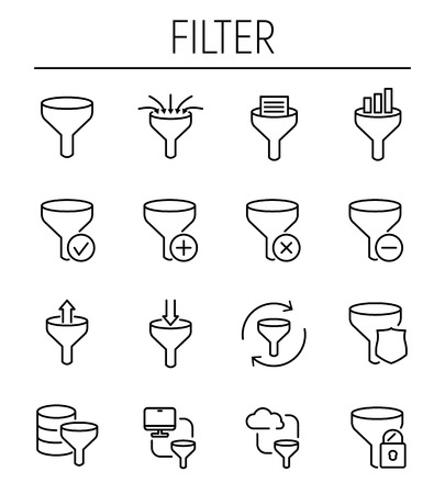 Set of filter data in modern thin line styleのイラスト素材