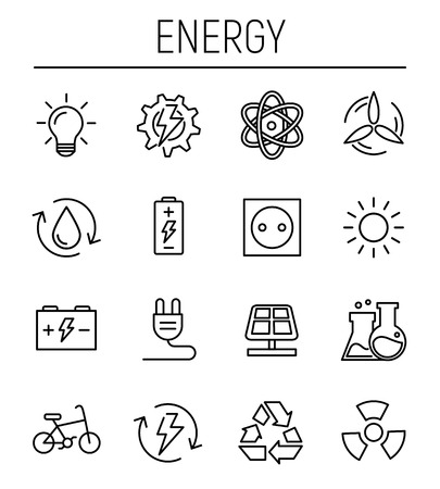 Set of energy icons in modern thin line styleのイラスト素材