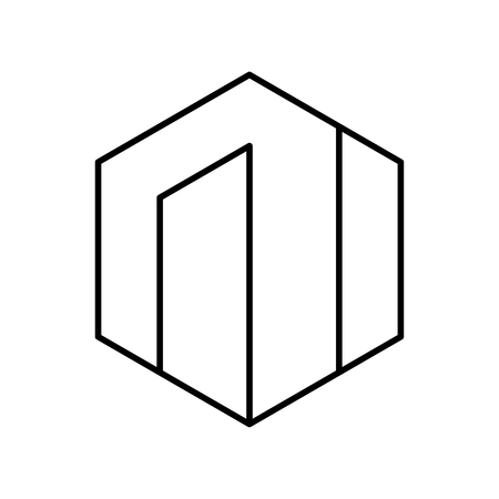 Abstract hipster logo in modern linear style. High quality geometric stamp, sticker, mark and sign. Vector illustration on a white background.のイラスト素材
