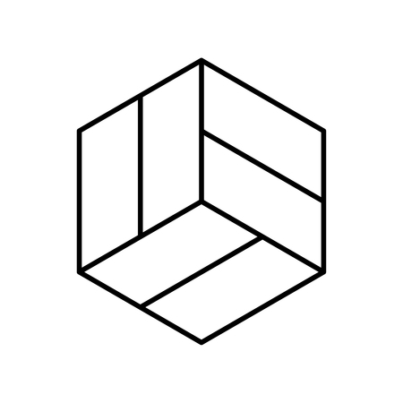 Abstract hipster logo in modern linear style. High quality geometric stamp, sticker, mark and sign. Vector illustration on a white background.のイラスト素材
