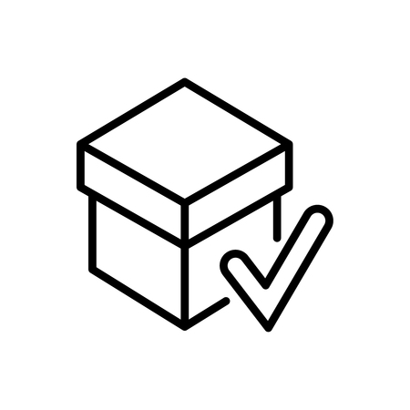 Premium box icon or logo in line style. High quality sign and symbol on a white background. Vector outline pictogram for infographic, web design and app development.のイラスト素材