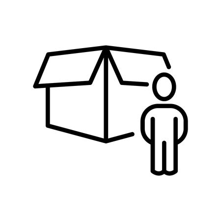 Premium box icon or logo in line style. High quality sign and symbol on a white background. Vector outline pictogram for infographic, web design and app development.のイラスト素材