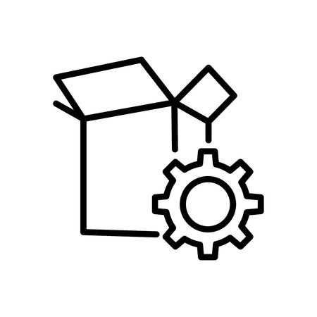 Premium box icon or logo in line style. High quality sign and symbol on a white background. Vector outline pictogram for infographic, web design and app development.のイラスト素材