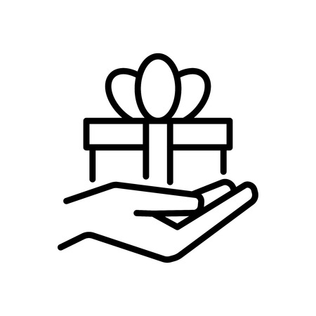 Gift giving icon in outline style.のイラスト素材