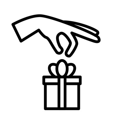 Premium gift icon or logo in line style. High quality sign and symbol on a white background. Vector outline pictogram for infographic, web design and app development.のイラスト素材