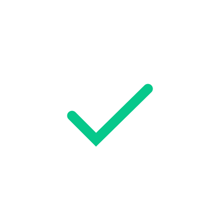 Green tick flat icon. Vector illustration isolated on a white background. Acceptance of voting results. Premium quality.のイラスト素材