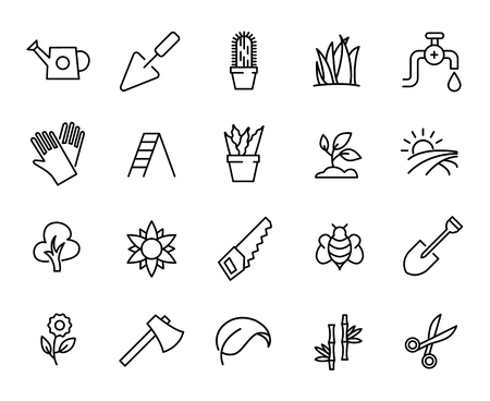Premium set of garden line icons. Simple pictograms pack. Stroke vector illustration on a white background. Modern outline style icons collection.のイラスト素材