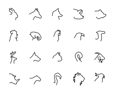 Premium set of animal line icons. Simple pictograms pack. Stroke vector illustration on a white background.のイラスト素材
