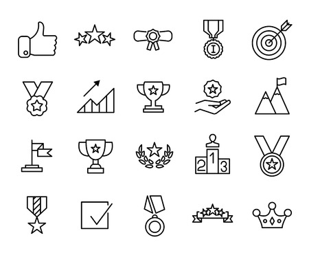 Premium set of success line icons. Simple pictograms pack. Stroke vector illustration on a white background. Modern outline style icons collection.のイラスト素材