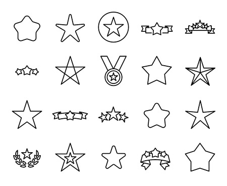 Premium set of star line icons. Simple pictograms pack. Stroke vector illustration on a white background. Modern outline style icons collection.のイラスト素材