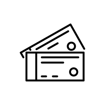 Premium ticket icon or logo in line style. High quality sign and symbol on a white background. Vector outline pictogram for infographic, web design and app development.のイラスト素材