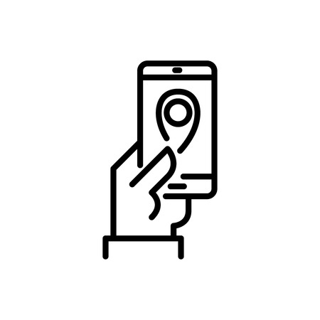 Premium online booking icon or logo in line style. High quality sign and symbol on a white background. Vector outline pictogram for infographic, web design and app development.のイラスト素材