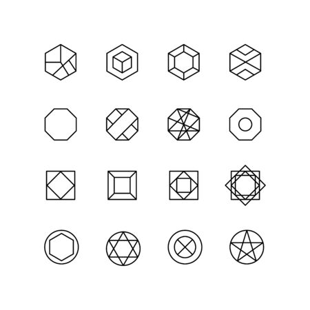 Simple set of abstract logotypes modern thin line icons. Trendy design. Pack of stroke icons. Vector illustration isolated on a white background. Premium quality symbols.のイラスト素材