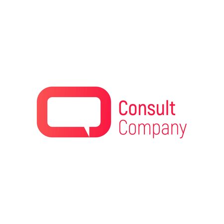 Consult vector logo. Speech bubble template for consulting company. Vector illustration isolated on a white background. Design business logo. Speech bubble for banner, cover, poster or placard.のイラスト素材