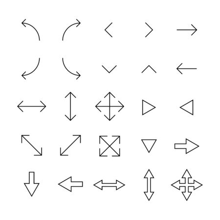 Set of arrow related vector line icons. Premium linear symbols pack. Vector illustration isolated on a white background. Web symbols for web sites and mobile app. Trendy design. のイラスト素材