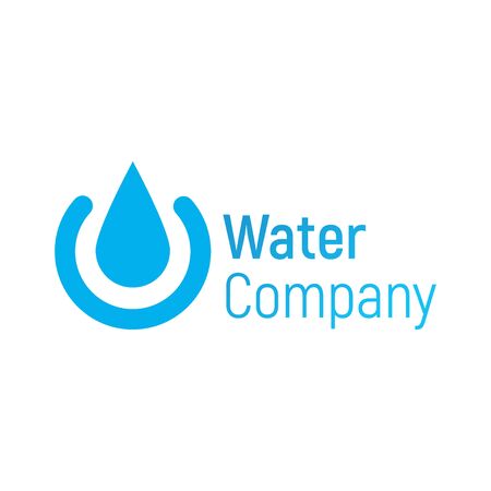 Water vector logo. Drop or spill template for water company. Vector illustration isolated on a white background. Design splash logo. Blue drop for banner, cover, poster or placard.のイラスト素材