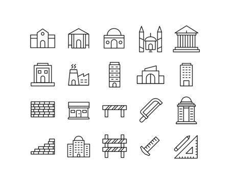 Premium set of architecture line icons. Web symbols for web sites and mobile app. Modern vector symbols, isolated on a white background. Simple thin line signs.のイラスト素材