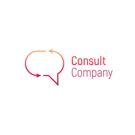 Consult vector logo. Speech bubble template for consulting company. Vector illustration isolated on a white background. Design business logo. Speech bubble for banner, cover, poster or placard.のイラスト素材