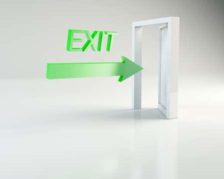 Door with arrow on exitの写真素材