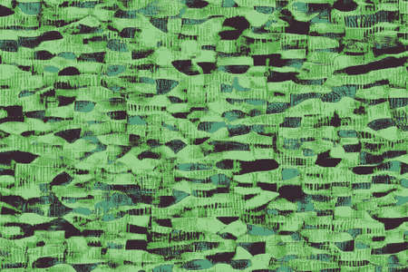 Green african fabrics with patterns and colored texturesの写真素材