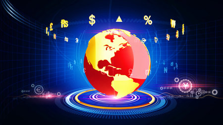 World Currency Globe Concept
Moving globe with rotating 3d currency iconsの写真素材