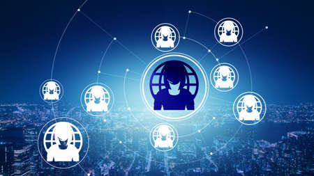 Global Network  Icon Rotating wheel Concept
Rotating wheel with icon surrounded by city and world map Center and spoke Conceptの写真素材