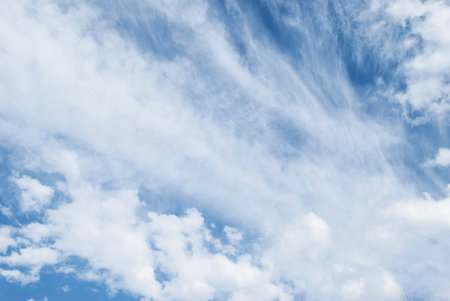 gentle white clouds in the blue skyの写真素材