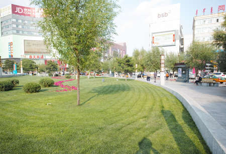 Plaza with landscape viewのeditorial素材