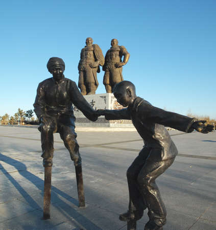 The copper sculpture on stiltsのeditorial素材