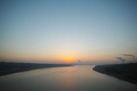 Sunrise on the riverの写真素材