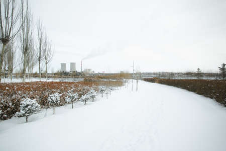 Landscape view of Inner Mongolia during winterのeditorial素材
