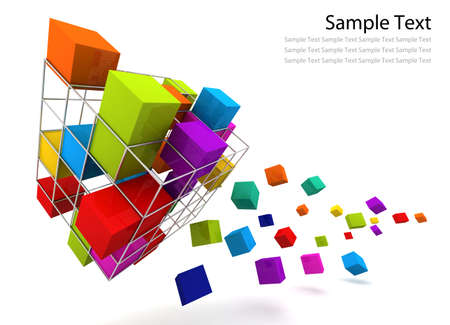 Extreme box rainbow color 3D renderの写真素材