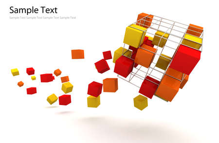 Extreme box hot color 3D renderの写真素材