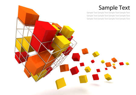Extreme box hot color 3D renderの写真素材