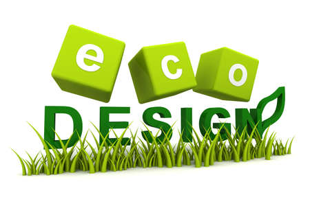 Eco design 3D render icon with grassの写真素材