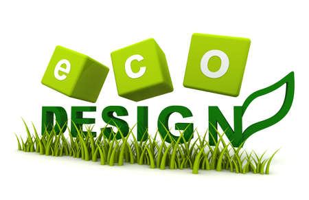 Eco design 3D render icon with grassの写真素材