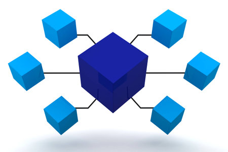 Blue Organization Box Expand 3D renderの写真素材