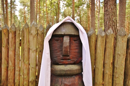 The object of worship of the Slavic peoples in Siberia, Russiaの写真素材