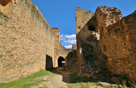 Medieval Ruins of Castle Okor in Czech Republicの写真素材