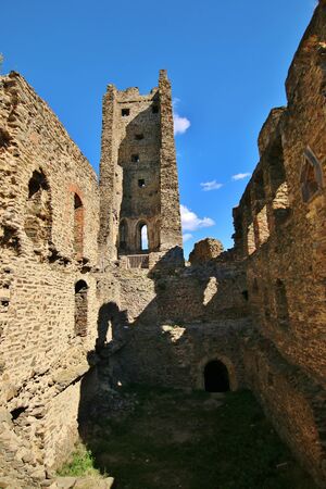 Medieval Ruins of Castle Okor in Czech Republicの写真素材