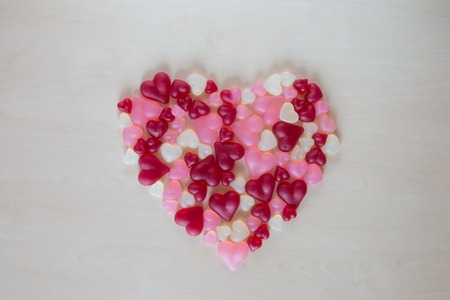 Assorted heart shaped jelly candy in form heartの写真素材