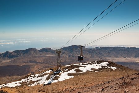 funicular on a cableway to the volcano Teide in Tenerife, Canary Islands, Spainの写真素材