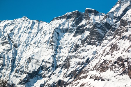 Snow mountain background in spring time, Alps in Austriaの写真素材