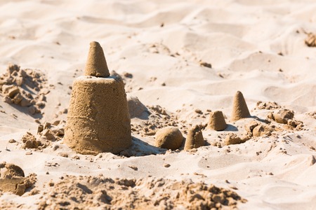 Sandcastle on the sand of a beach in Italyの写真素材