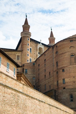 View of medieval castle in Urbino, Marche, Italyの写真素材