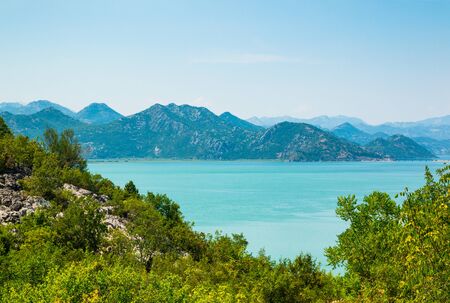 Panoramic view of Skadar lake in a national park in Montenegroの写真素材