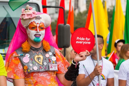 PRAGUE, CZECH REPUBLIC - 12.08.2017: Prague pride 2017. People on LGBT gay parade in august in Prague, Czech Republicのeditorial素材