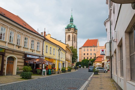 MELNIK, CZECH REPUBLIC - 02.09.2017: Panorama of old square in Melnik, city in Bohemia regionのeditorial素材