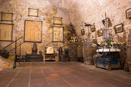 MELNIK, CZECH REPUBLIC - 02.09.2017: Musium of vine in an underground cellar, Melnikのeditorial素材
